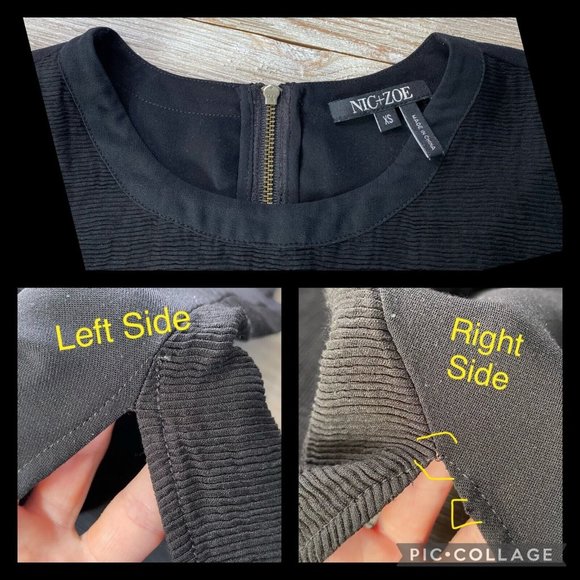 Nic + Zoe XS Black Textured Front Partial Back Zip Tank Top Hi-Lo Slit Sides - Picture 12 of 12